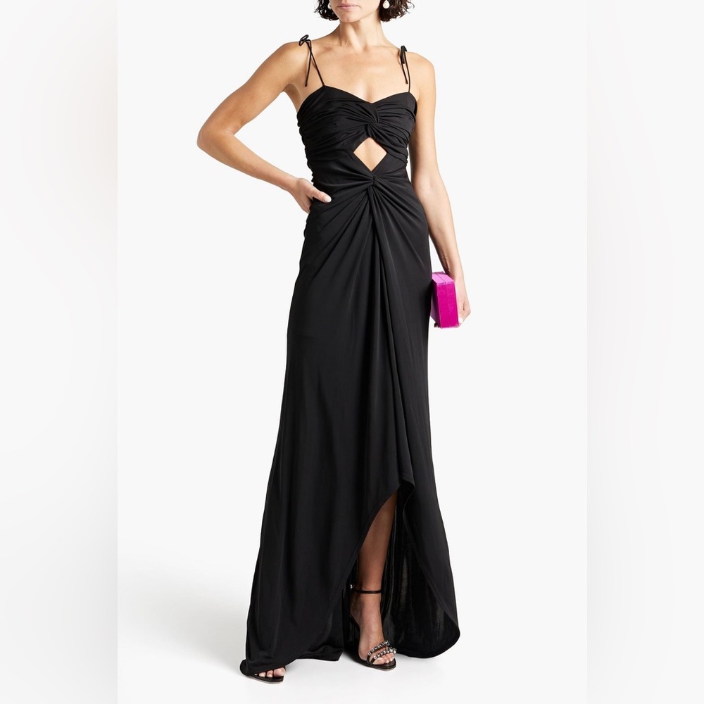 Cinq a Sept Harlin cutout twisted stretch-jersey maxi dress black Size 2 EUC